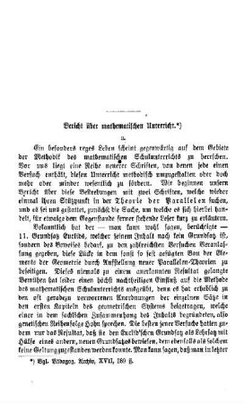 Bericht über mathematischen Unterricht