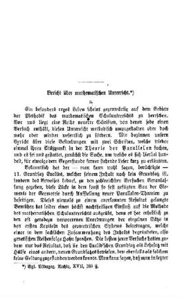 Bericht über mathematischen Unterricht