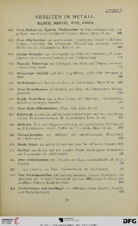 Arbeiten in Metall (Nr. 452-508)