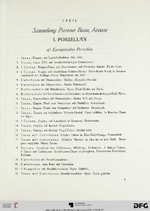 I. Porzellan (Nr. 1-152)