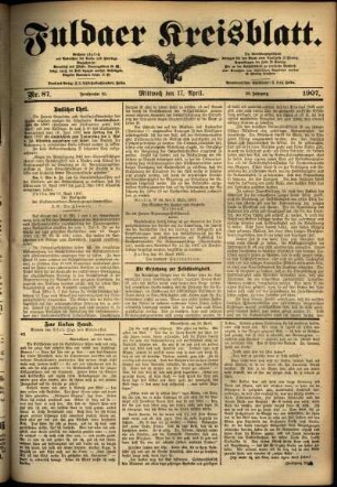 Ausgabe vom Mittwoch, den 17. April 1907.
