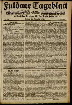 Ausgabe vom Freitag, den 12. November 1920.