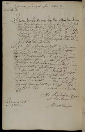 Berufung des Johann Becmann zum außerordentlichen Professor der Philosophie.