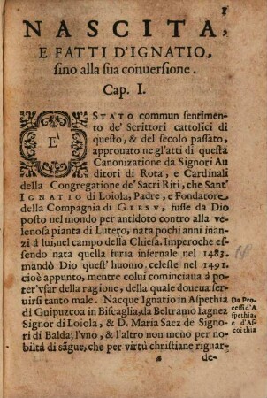 Breve Relazione della Vita ... di S. Ignatio di Loiola