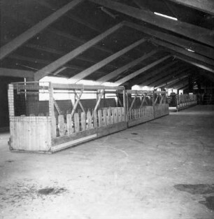 Betriebsgebäude in Hallenform mit Futtertisch