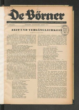 19. Jahrgang, Hamburg-Langenhorn, Januar 1954, Nummer 1