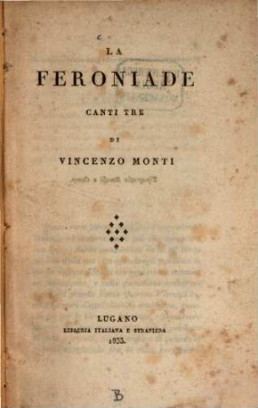 La Feroniade : canti tre