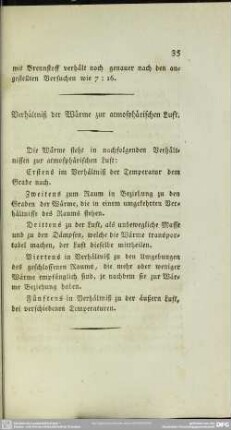 Verhältniß der Wärme zur atmosphärischen Luft