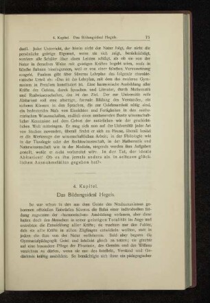 4. Kapitel. Das Bildungsideal Hegels.