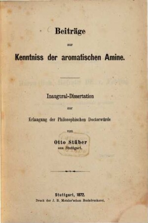 Beiträge zur Kenntniss der aromatischen Amine