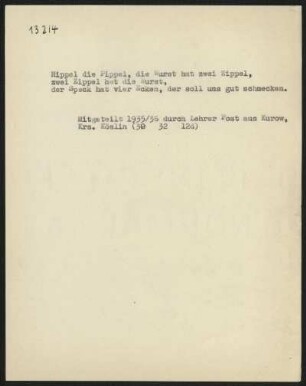 Hippel die Pippel, die Wurst hat zwei Zippel,