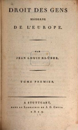 Droit des gens moderne de l'Europe, 1