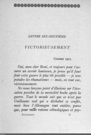 Lettre dix-neuvième: Victorieusement