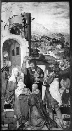 Tafelbild, Innenseite: Anbetung der Heiligen Drei Könige