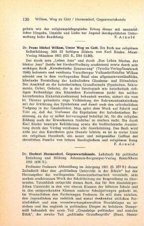 120 [Rezension] Willam, Franz Michel, Unser Weg zu Gott