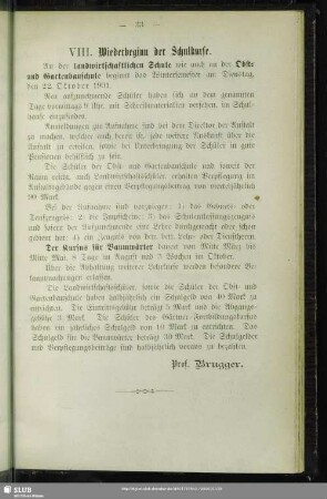 VIII. Wiederbeginn der Schulkurse