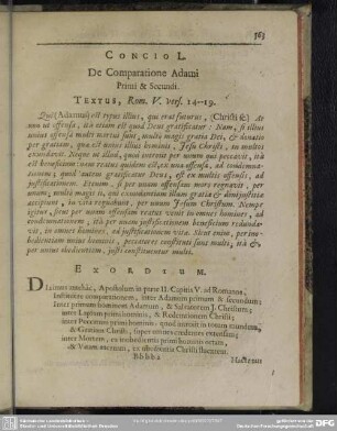 Concio L. De Comparatione Adami Primi & Secundi