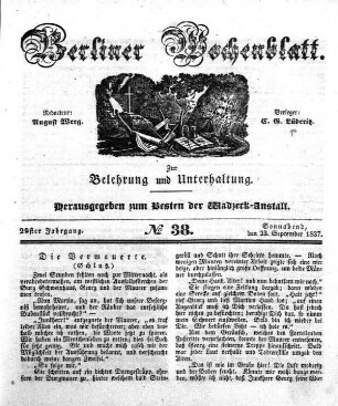 No. 38, Sonnabend, den 23. September 1837.