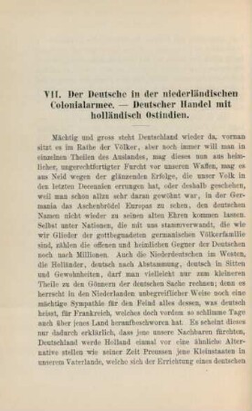 VII. Der Deutsche in der niederländischen Colonialarmee. - Deutscher Handel mit holländisch Ostindien
