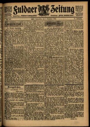 Erste Ausgabe vom Donnerstag, den 03. November 1904.