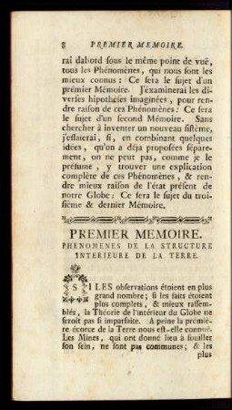 Premier memoire. Phenomenes de la structure interieure de la terre