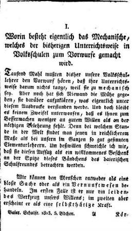 Worin besteht eigentlich das Mechanische, welches der bisherigen Unterrichtsweise in Volksschulen zum Vorwurfe gemacht wird