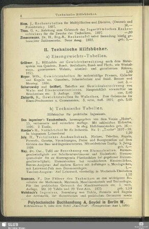 II. Technische Hilfsbücher