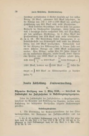 Zweite Abtheilung: Fondsverwaltung.