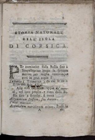 Storia Naturale Dell' Isola di Corsica.