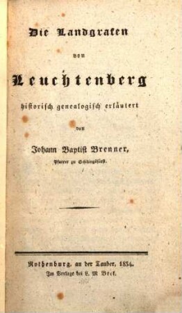 Die Landgrafen von Leuchtenberg