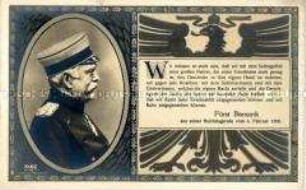 Karte mit Bismarck-Porträt und -Zitat