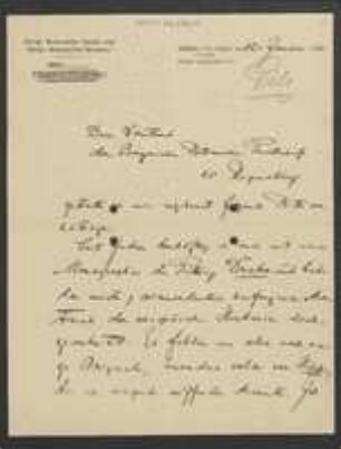 Brief von Ernst Friedrich Gilg an Regensburgische Botanische Gesellschaft