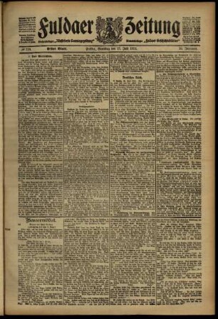 Erste Ausgabe vom Samstag, den 27. Juli 1912.