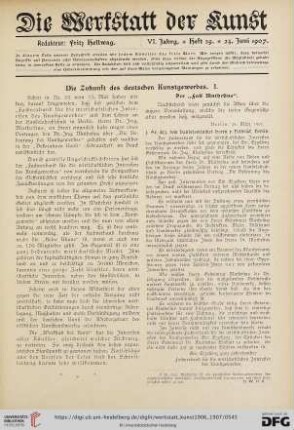 Die Zukunft des deutschen Kunstgewerbes. I.