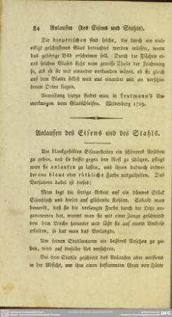 Anlaufen des Eisens und des Stahls