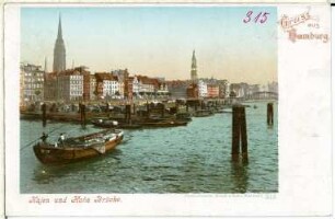 Hamburg. Kojen und Holzbrücke
