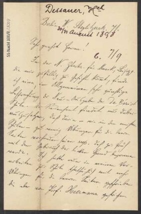 Brief an B. Schott's Söhne : 30.08.1898