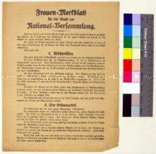 Informationsblatt an die Frauen und Mädchen zum neuen Frauenwahlrecht und zum Wahlablauf und der Stimmabgabe zur Wahl der ersten verfassungsgebenden Nationalversammlung