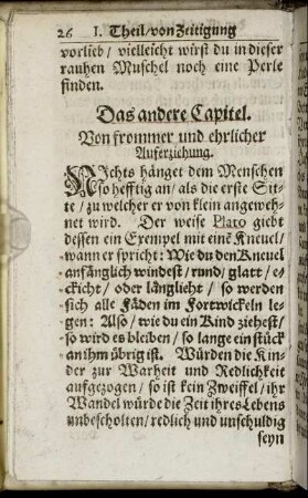 Das andere Capitel. Von frommer und ehrlicher Auferziehung.