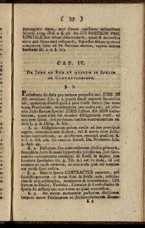 Cap. IV. De Jure Ad Rem Et Quidem In Specie De Conventionibus.