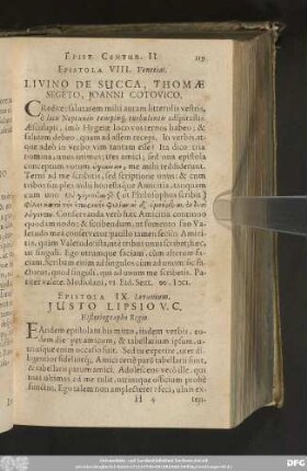 Epistola VIII. Venetias. Livino De Succa, Thomae Segeto, Joanni Cotovico.