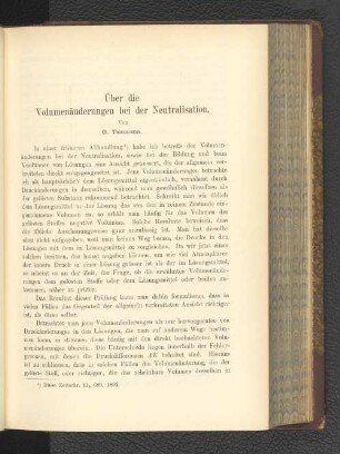 Über die Volumenänderungen bei der Neutralisation.