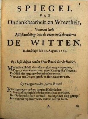 Het Swart Toneel-gordyn, opgeschoven voor de Heeren Gebroederen Cornelis en Johan de Witt