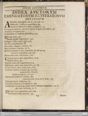 Index Auctorum Emendatorum Illustratorum Notatorum