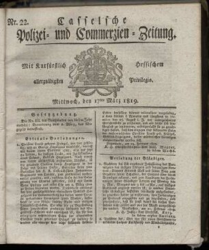 Nr. 22, Mittwoch, den 17ten Maerz 1819