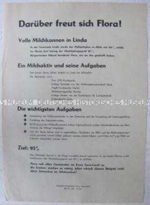 Propagandaflugblatt der SED-Kreisleitung Gera-Land zur Milchproduktion