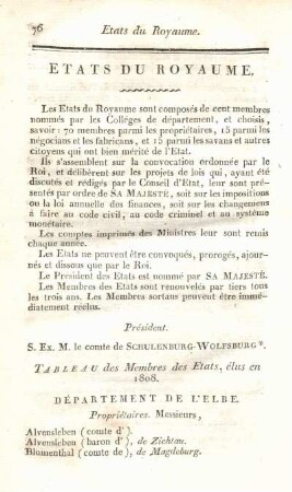 Etats du Royaume.