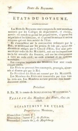 Etats du Royaume.