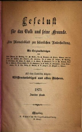 Leselust für das Volk und seine Freunde : ein Monatsblatt zur häuslichen Unterhaltung, 1873,7/12