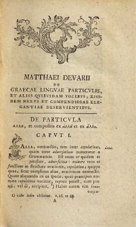 Mat. Devarii Liber de graecae linguae particulis
